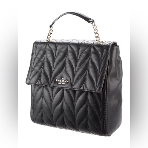 Kate Spade Brayden Briar Lane Quilted Black Leather Backpack Crossbody EUC $498 - Picture 5 of 16